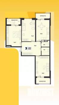 3-к квартира, вторичка, 85м2, 7/20 этаж