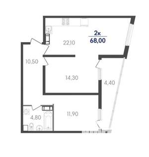 2-к квартира, вторичка, 68м2, 5/24 этаж