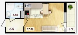 Студия квартира, вторичка, 23м2, 3/18 этаж