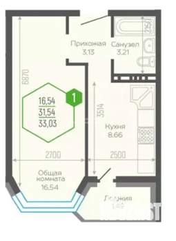 1-к квартира, вторичка, 34м2, 10/19 этаж