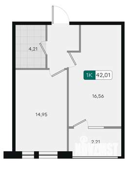 1-к квартира, вторичка, 42м2, 9/9 этаж