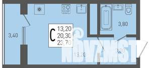 Студия квартира, строящийся дом, 24м2, 14/24 этаж