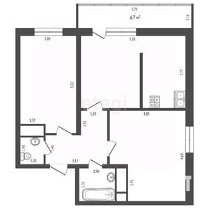 2-к квартира, вторичка, 61м2, 16/20 этаж