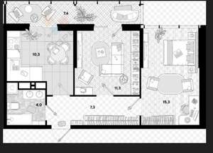 2-к квартира, вторичка, 48м2, 15/16 этаж