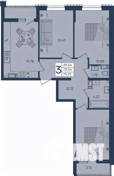 3-к квартира, вторичка, 76м2, 14/18 этаж