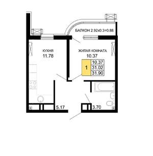 1-к квартира, вторичка, 32м2, 9/24 этаж