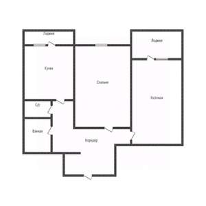 2-к квартира, вторичка, 53м2, 1/10 этаж