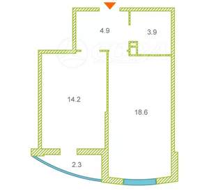 1-к квартира, вторичка, 42м2, 5/19 этаж