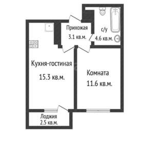 1-к квартира, вторичка, 35м2, 9/16 этаж
