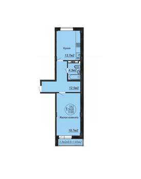 1-к квартира, вторичка, 52м2, 6/6 этаж