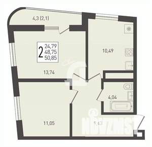 2-к квартира, вторичка, 51м2, 19/24 этаж