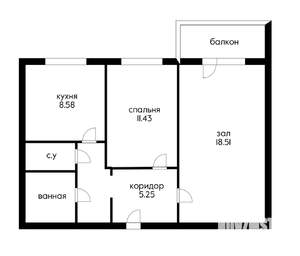 2-к квартира, вторичка, 50м2, 9/10 этаж