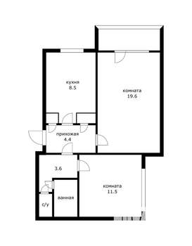 2-к квартира, вторичка, 52м2, 10/12 этаж