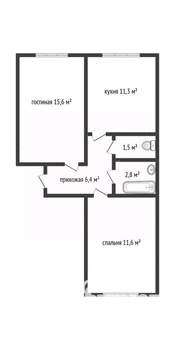 2-к квартира, вторичка, 49м2, 1/6 этаж