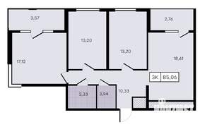 3-к квартира, вторичка, 85м2, 2/8 этаж