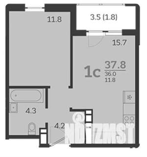 1-к квартира, сданный дом, 38м2, 13/24 этаж