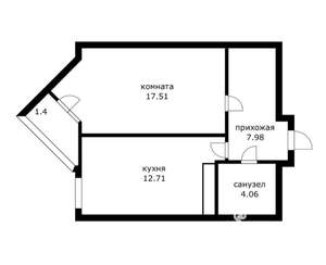 1-к квартира, вторичка, 42м2, 9/26 этаж