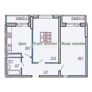 2-к квартира, вторичка, 61м2, 3/24 этаж