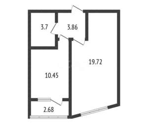 1-к квартира, вторичка, 38м2, 17/25 этаж
