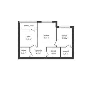 2-к квартира, вторичка, 55м2, 6/9 этаж