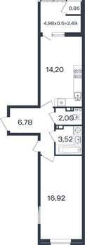 2-к квартира, вторичка, 65м2, 3/18 этаж