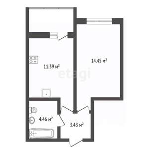 1-к квартира, вторичка, 38м2, 14/16 этаж