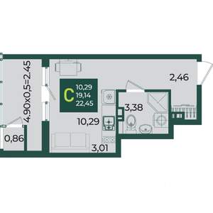 Студия квартира, вторичка, 22м2, 7/18 этаж