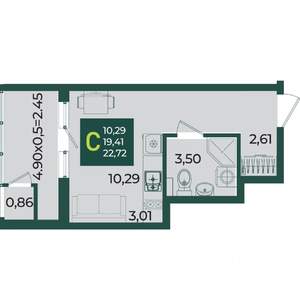Студия квартира, вторичка, 23м2, 3/18 этаж