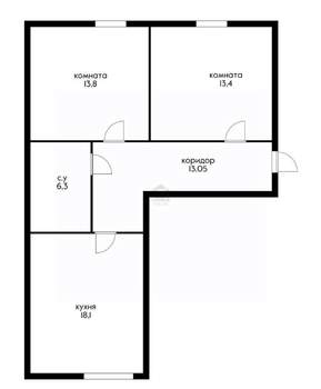 2-к квартира, вторичка, 63м2, 1/3 этаж