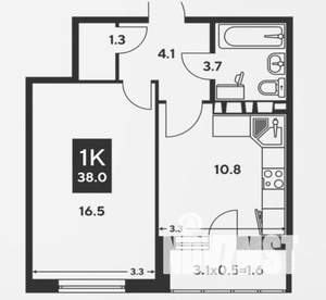 1-к квартира, вторичка, 40м2, 4/17 этаж