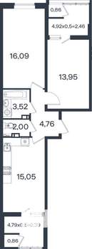 2-к квартира, вторичка, 62м2, 3/18 этаж