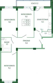 3-к квартира, вторичка, 83м2, 1/7 этаж