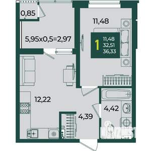 1-к квартира, вторичка, 36м2, 2/18 этаж