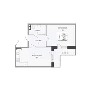 1-к квартира, вторичка, 45м2, 7/17 этаж