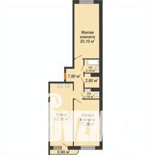 2-к квартира, вторичка, 60м2, 18/19 этаж