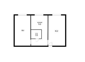 2-к квартира, вторичка, 47м2, 1/5 этаж