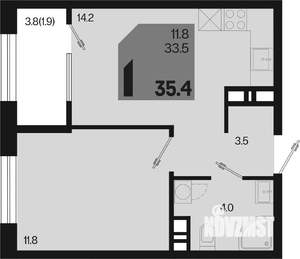 1-к квартира, вторичка, 35м2, 5/18 этаж