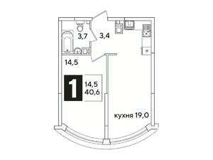 1-к квартира, вторичка, 41м2, 8/16 этаж