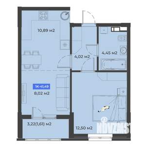 1-к квартира, вторичка, 41м2, 2/5 этаж