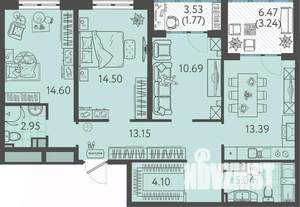 3-к квартира, вторичка, 82м2, 8/9 этаж