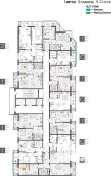 1-к квартира, строящийся дом, 47м2, 17/24 этаж