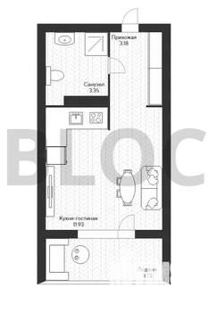 Студия квартира, вторичка, 20м2, 3/16 этаж
