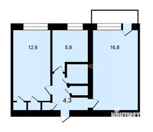 2-к квартира, вторичка, 44м2, 2/5 этаж