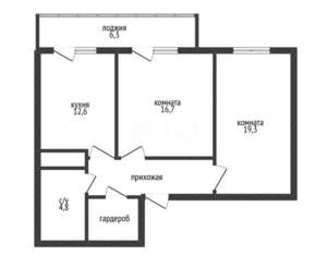 2-к квартира, вторичка, 65м2, 4/17 этаж