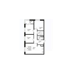 3-к квартира, вторичка, 78м2, 2/18 этаж