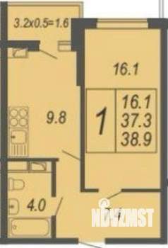 1-к квартира, вторичка, 40м2, 4/19 этаж