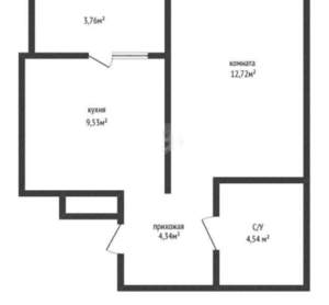 1-к квартира, вторичка, 31м2, 12/19 этаж