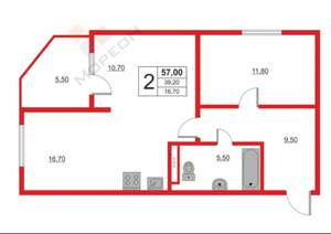 2-к квартира, вторичка, 53м2, 20/24 этаж