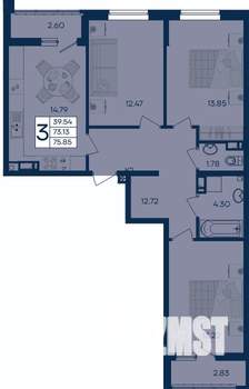 3-к квартира, вторичка, 76м2, 5/18 этаж