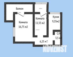 2-к квартира, вторичка, 64м2, 1/19 этаж